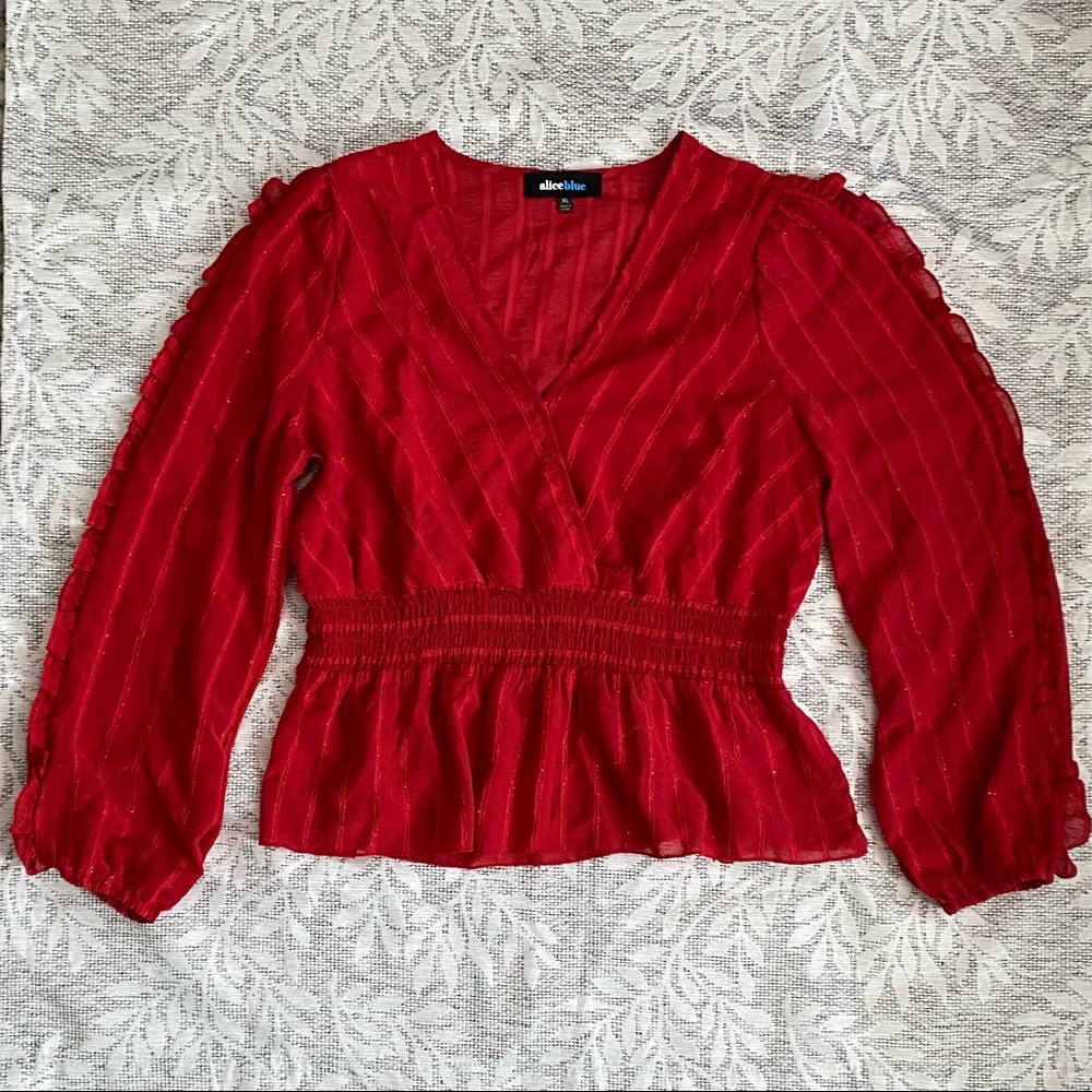 ALICE BLUE , red blouse